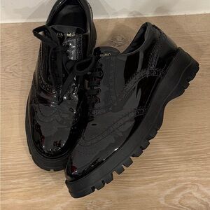 Black Patent Leather Women's Platform Brogues